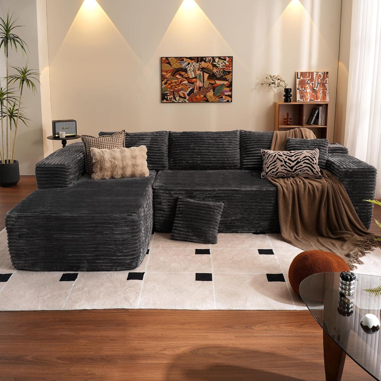 Cloud Sectional (Plush Corduroy) vs. L-Shape (No Assembly): Tested in Modern Modular Living Room Comfort