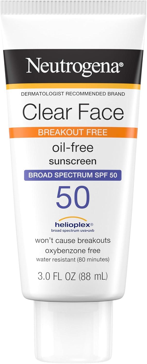 Neutrogena Clear Face Sunscreen Showdown: Oil-Free, SPF 50, & Unscented for Oily Skin