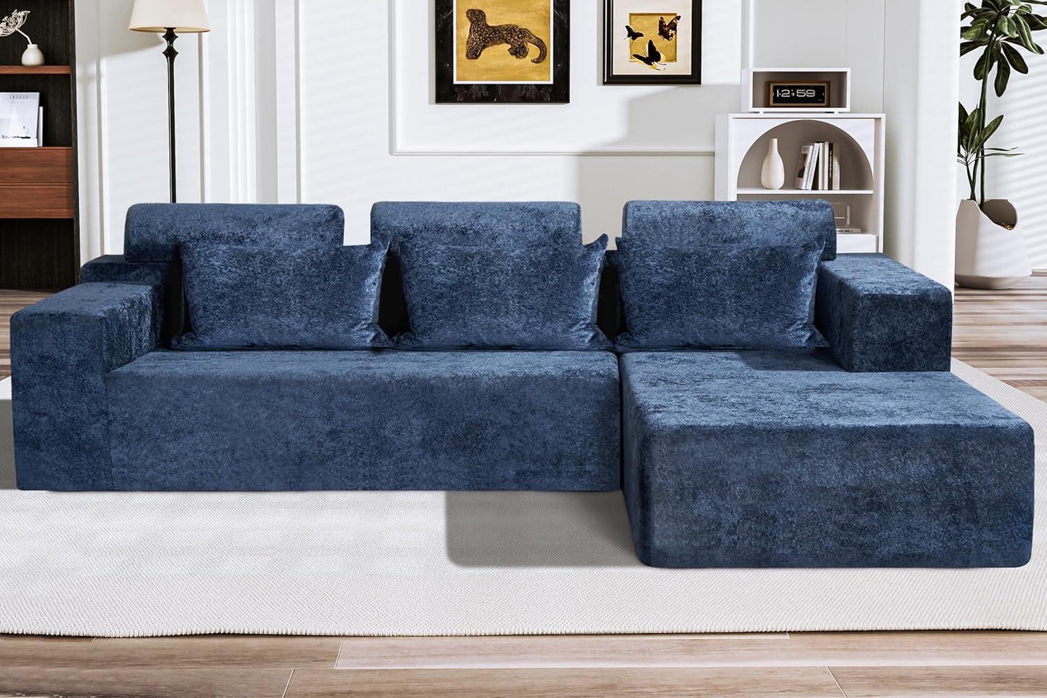 L-Shape Modular vs. Velvet Blue: Comfort Tested for Modern Living Room