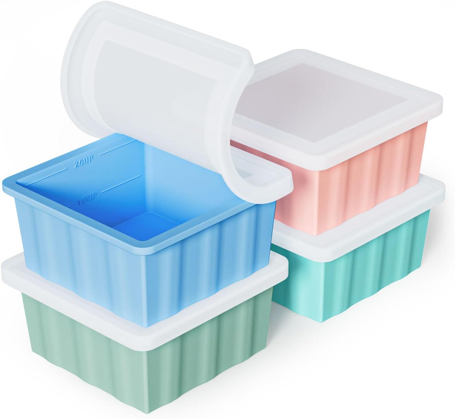 Surprising Meal Prep Tip: Silicone-Free Freezer Tray with Lid & 4-Pack for Souped Stock Cubes