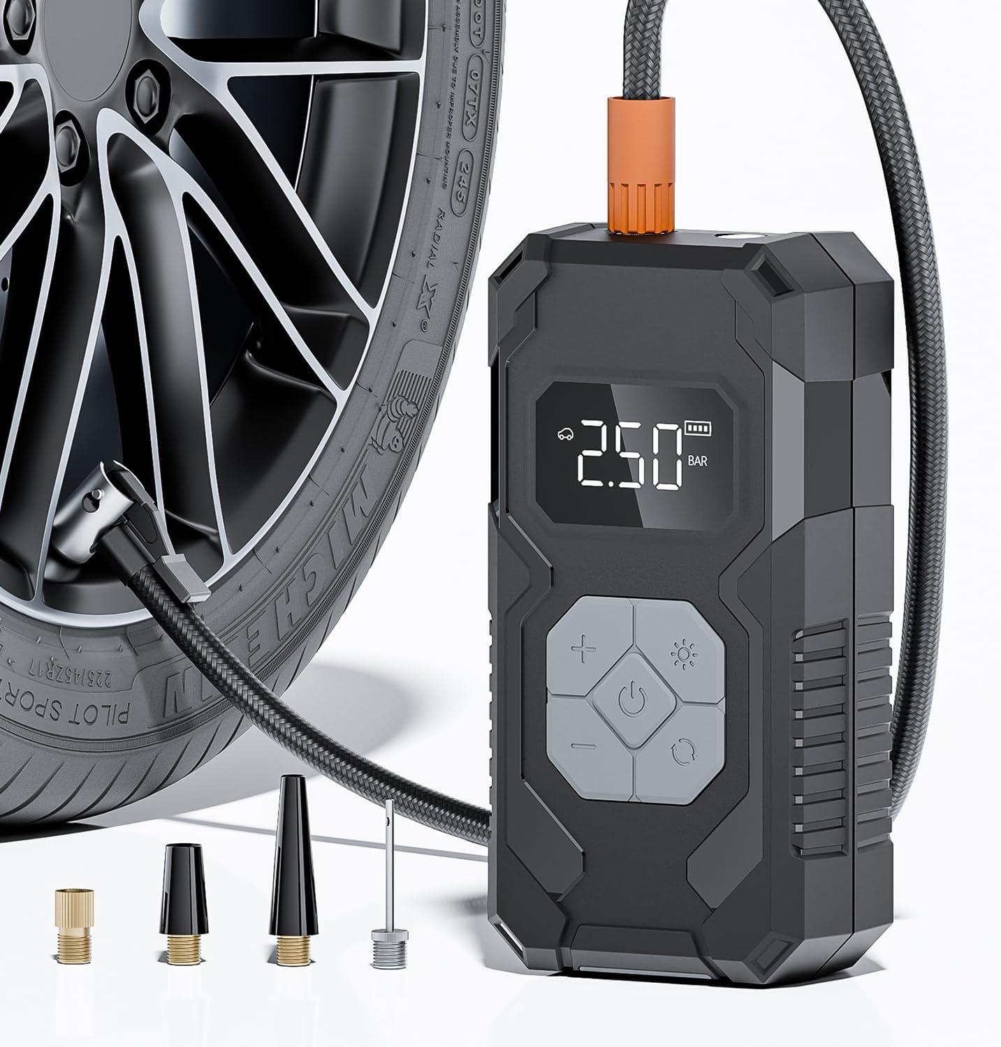 Portable 150PSI Air Compressor vs. Traditional Electric Tire Pump with LED Light: 15000mAh Power Showdown