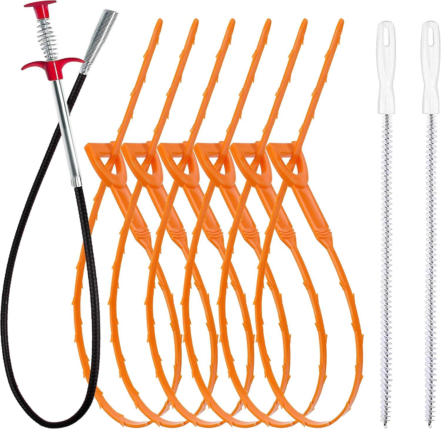 Best Budget Drain Cleaner Tool Set - 35.5inch Clog Remover, 25inch Snake Hair Remover ＆ Cleaning Brush, 9 Pack Review
