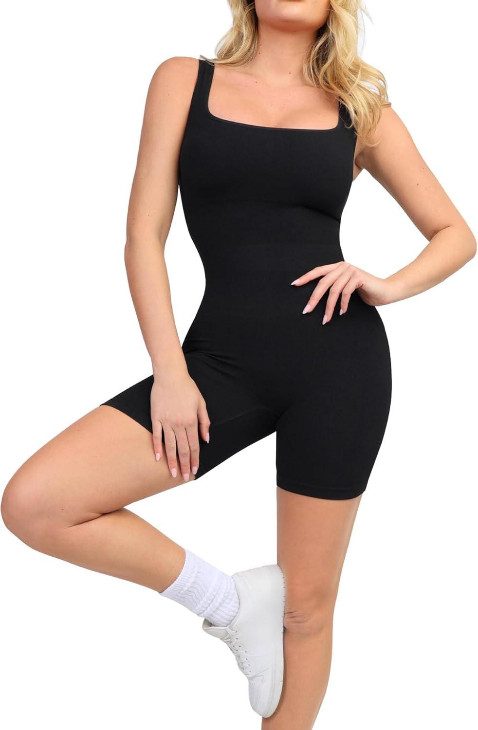 Best Shapewear Jumpsuit - Popilush Square Neck Bodycon Romper Summer Outfit Review