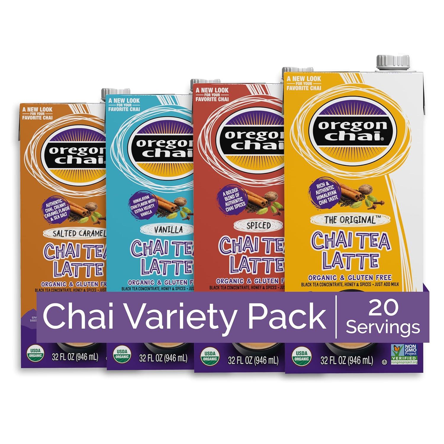 Best Chai Concentrate - Oregon Chai Tea Variety Pack with 4 Flavors: Original, Spiced, Vanilla, Salted Caramel - 32 Fl Oz (Pack of 4) Review