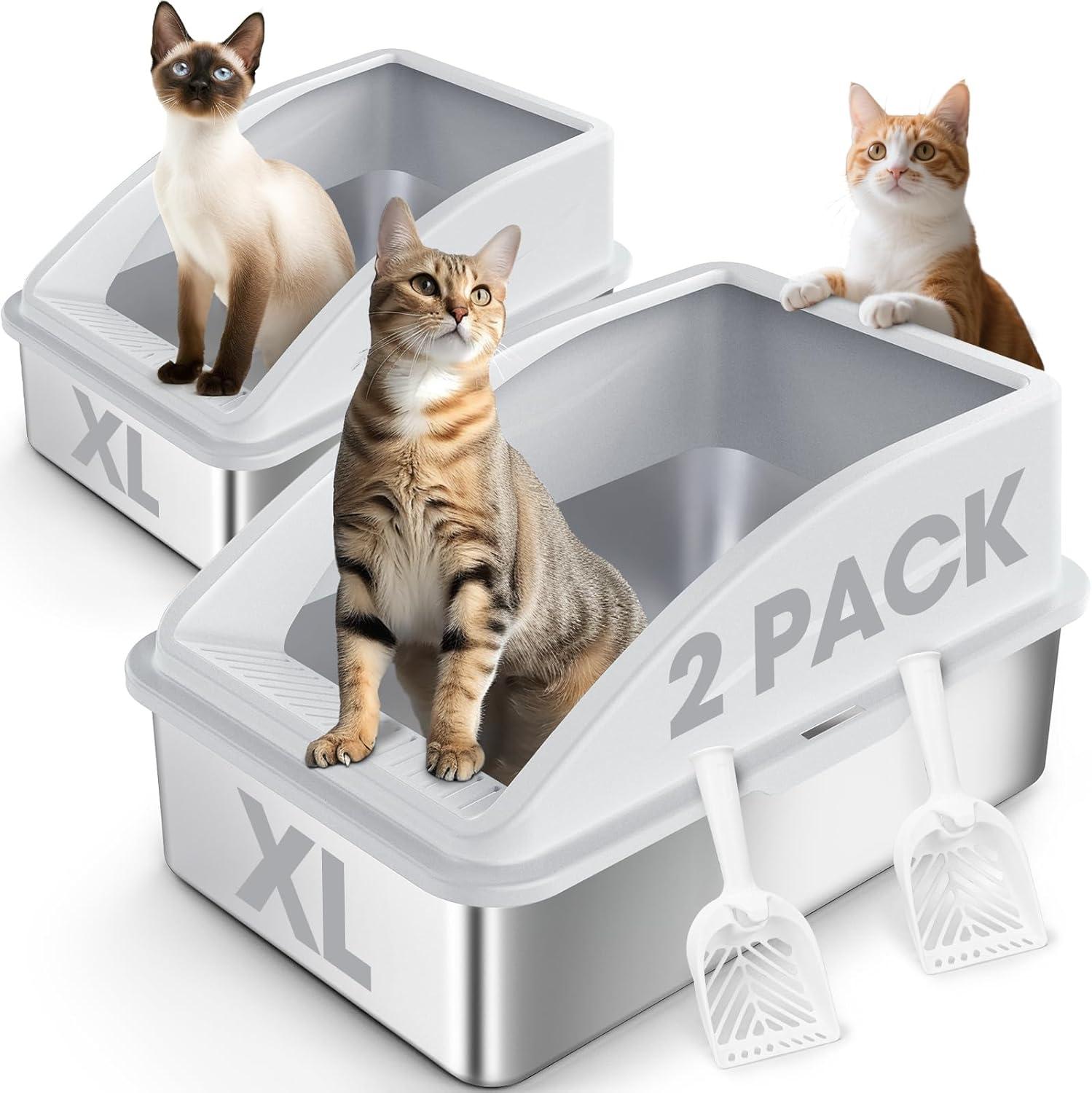 Best Pet Supplies - XL Stainless Steel Litter Box (2 Pack)