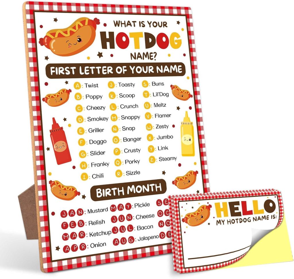 Best Party Game – What is Your Hot Dog Name Game,30 Stickers, Hot Dog Party Decor,Perfect for Birthday Party Activities Review