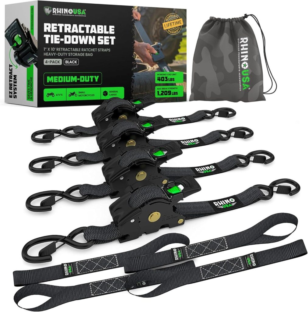 Best Automotive – Rhino USA Retractable Ratchet Straps (4-Pack) Review