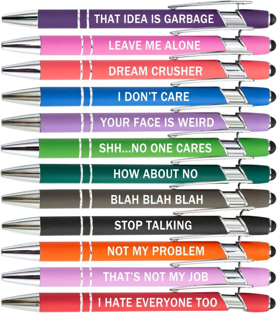 Best Office Supplies – PASISIBICK 12 Funny Sarcastic Pens Review