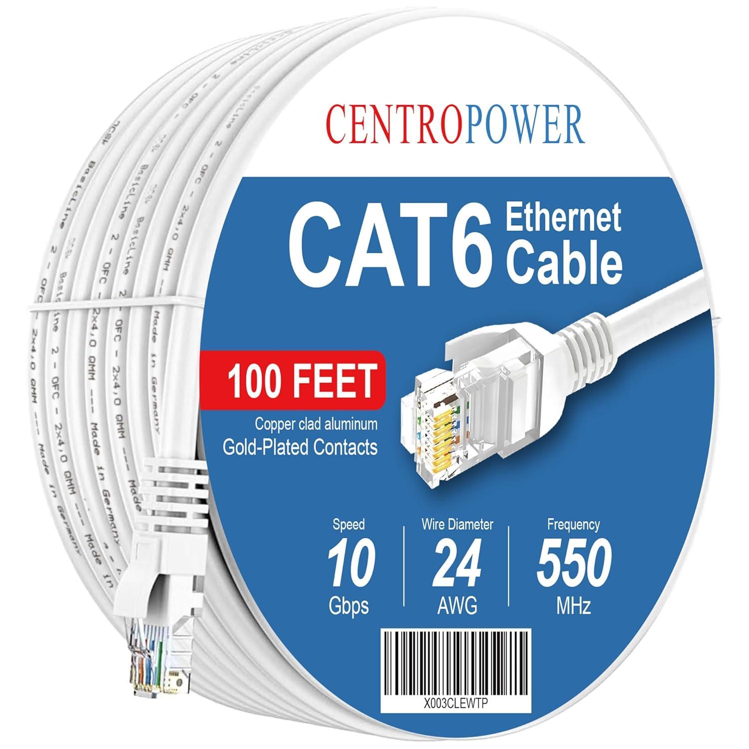Cat 6 Ethernet Cable 100 ft White: Fluke Tested, Outdoor Use - Surprising Speed Edge…