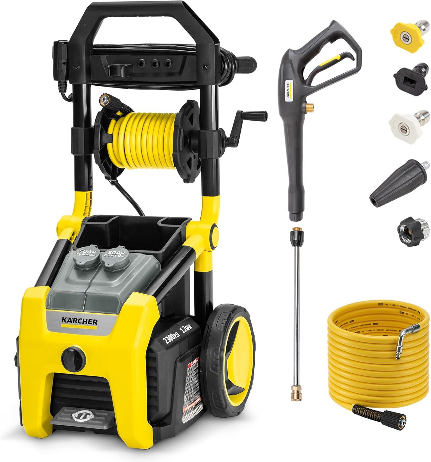 Showdown: Kärcher K2300PS (2875 PSI, Detergent Tank) vs. Pressure Washers - 4 Nozzles, Hose Reel for Car Care