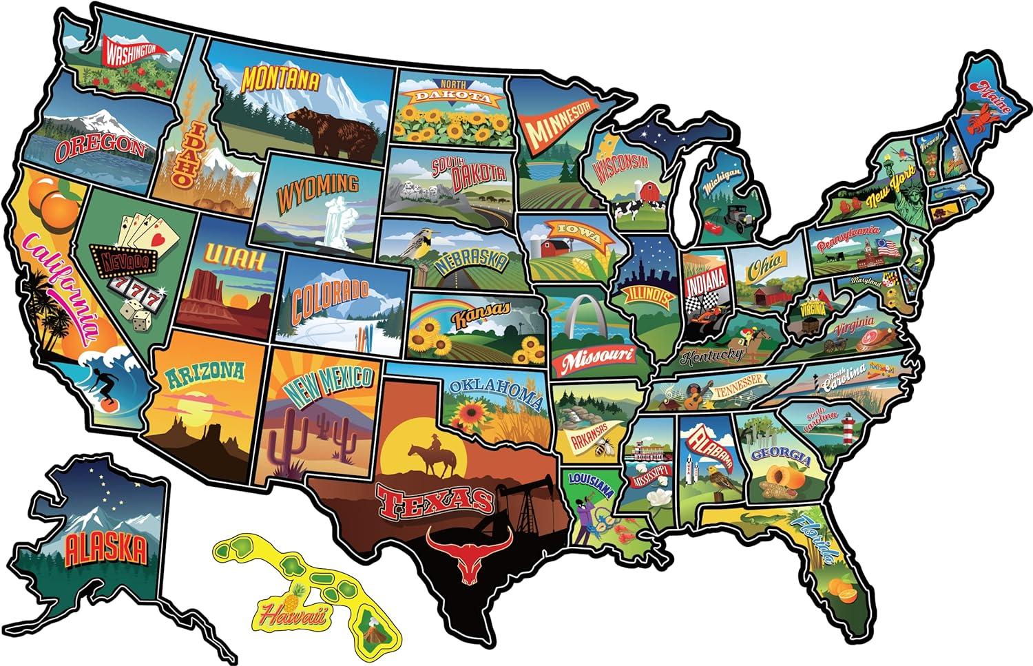 RV State Travel Map: Tested Waterproof, UV Protection, State Flag... Decals for Road Trips