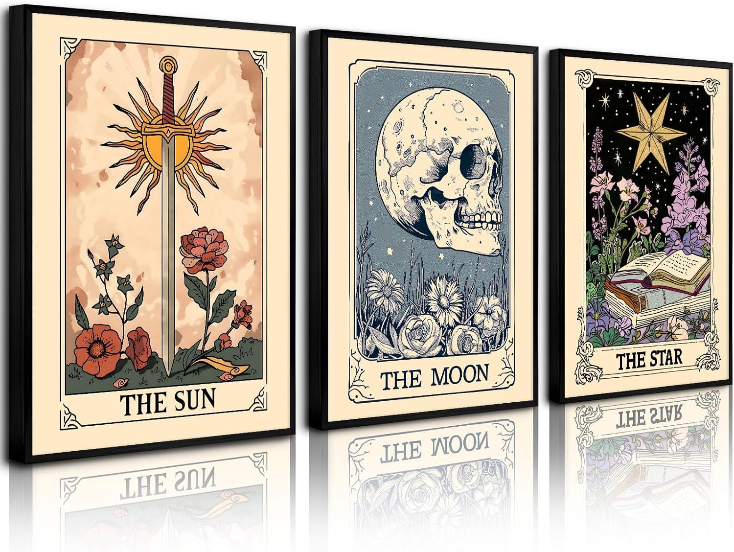 Mystical Wall Art Showdown: Sun Moon Canvas, Star Skull Twist-Tested for Modern Living Room Vibes