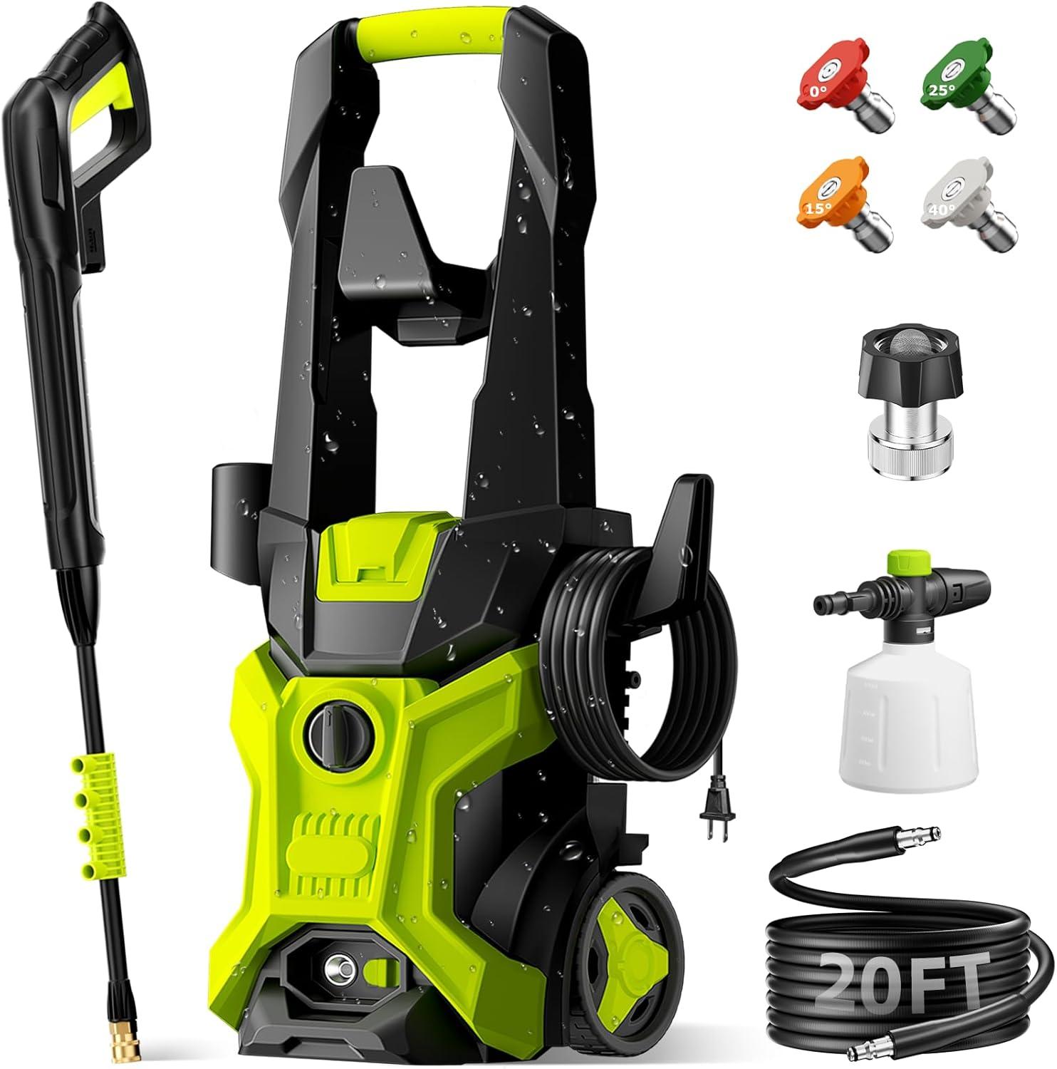 Electric Pressure Washer Tested: Surprising Lightweight, 4 Nozzles, Adjustable Soap Tank for Home Cleaning