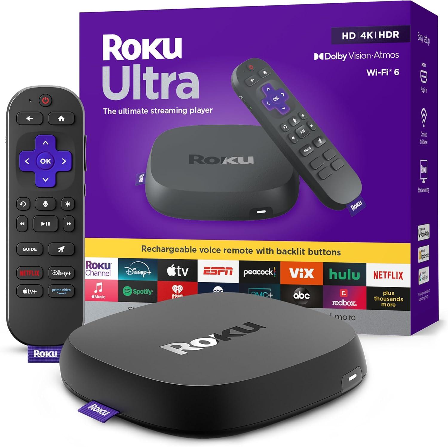 Roku Ultra 2024: 4K, HDR10+, Wi-Fi 6, & Rechargeable Voice Remote in a Streaming Showdown