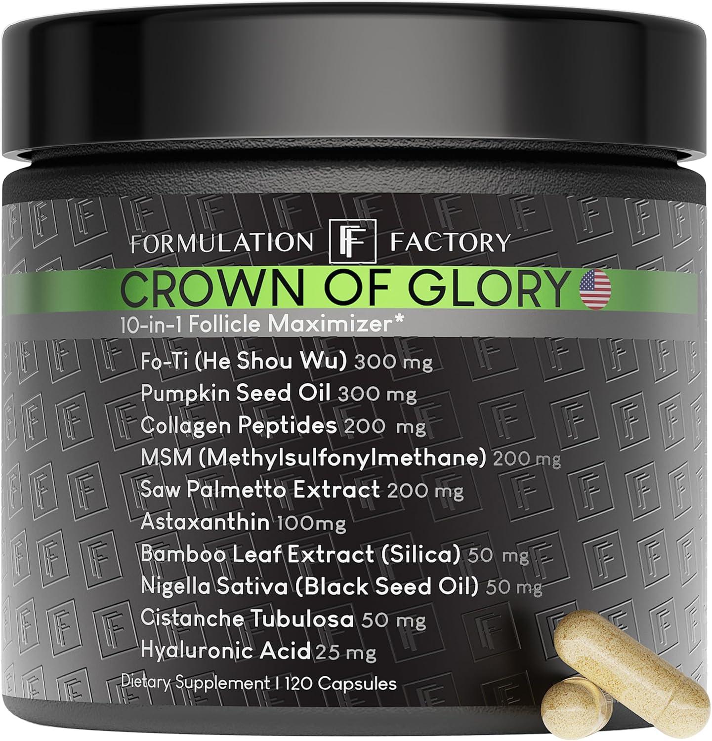 Crown of Glory 10-in-1 Hair Growth Showdown: Collagen, Fo-Ti, 120 Capsules