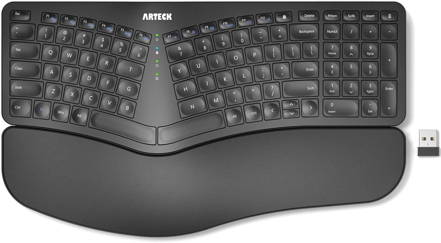 Arteck Split Keyboard Showdown: Cushioned Wrist & 2.4G Wireless Tested for Ergonomic Typing Efficiency