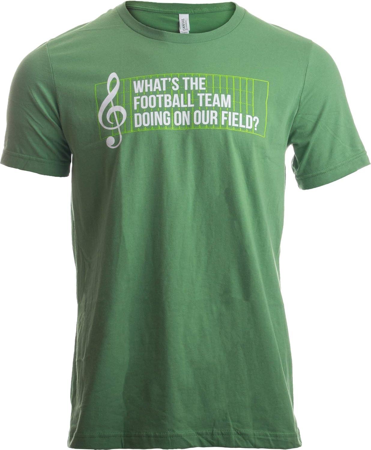 Surprising Insight: Football Team's Energy vs Marching Band T-Shirt's Bright Print in Trendy Campus Wear