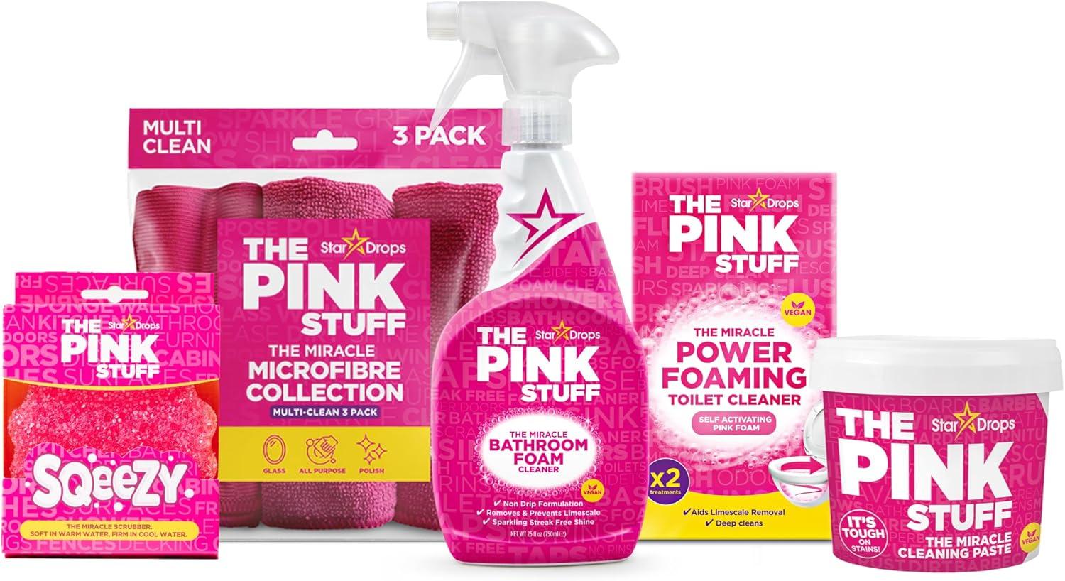 Surprising Showdown: Pink Stuff's Grime Paste, Sticky Foam, Dissolving Powder, Precision Sponge, and Gliding Cloths - Deep Clean Bathroom Hack
