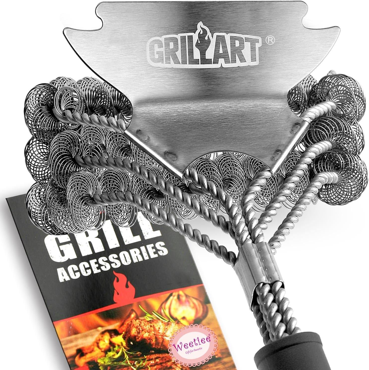 GRILLART Bristle-Free vs. Bristle: Safe Grate, Tested for Porcelain - Dad's BBQ Gift