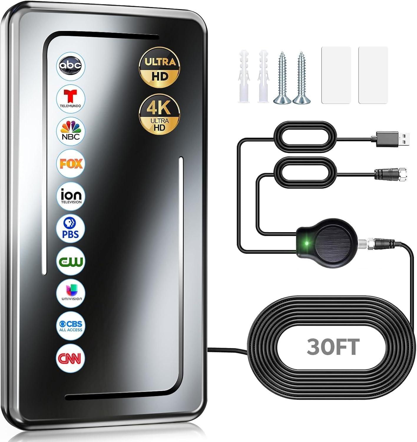 2025 Indoor Antenna Showdown: 1900+ Mile Range, Amplifier Boost, 8K Support, 30ft Cable - Tested!