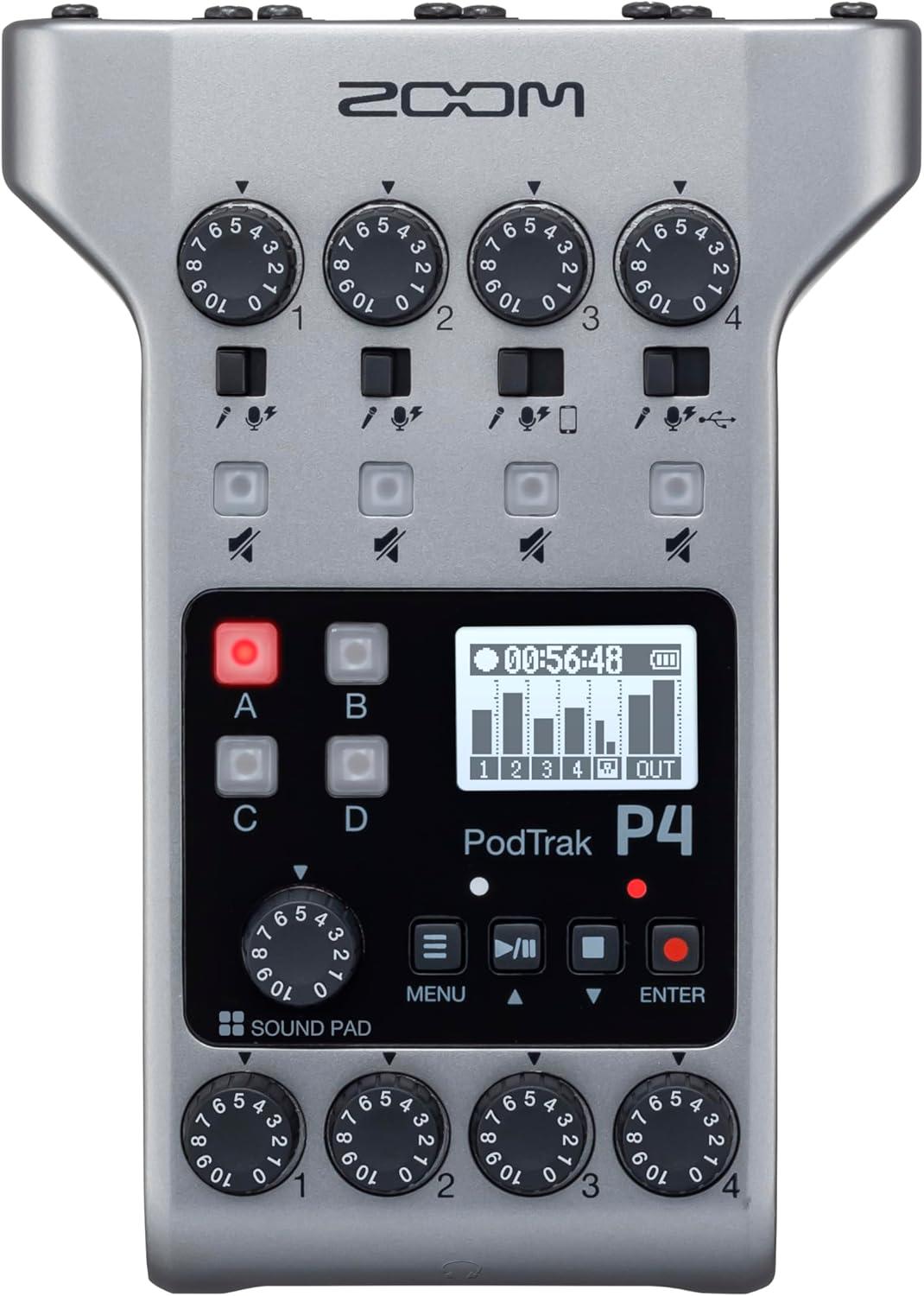 Zoom PodTrak P4 Podcast Recorder Showdown: Battery-Powered, 4-Mic, SD
