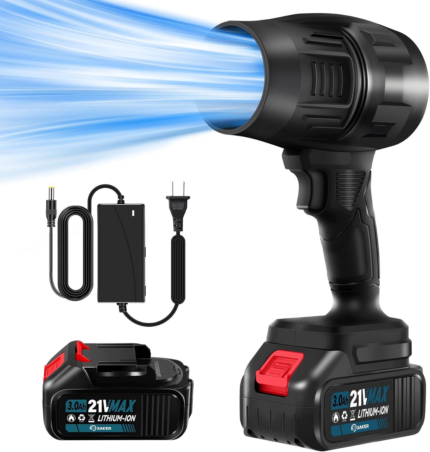 Saker Cordless Blower Tested: Surprising Efficiency for Patio & Camping... (Adjustable Speed, 2 Batteries Included)