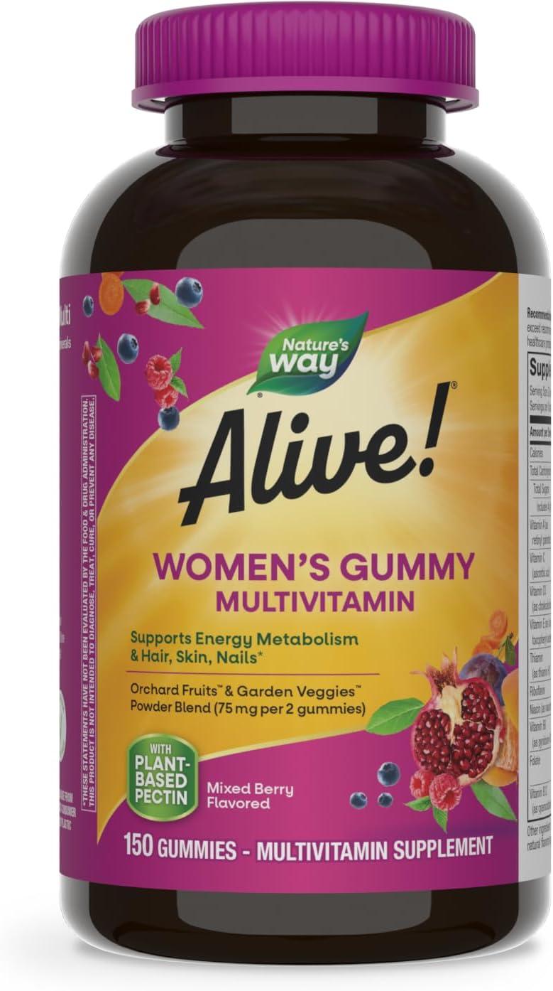 Nature's Way Alive! Gummy Multivitamins: Mixed Berry Flavor, 16 Vitamins, & Hair Skin Tested - Women's Health?