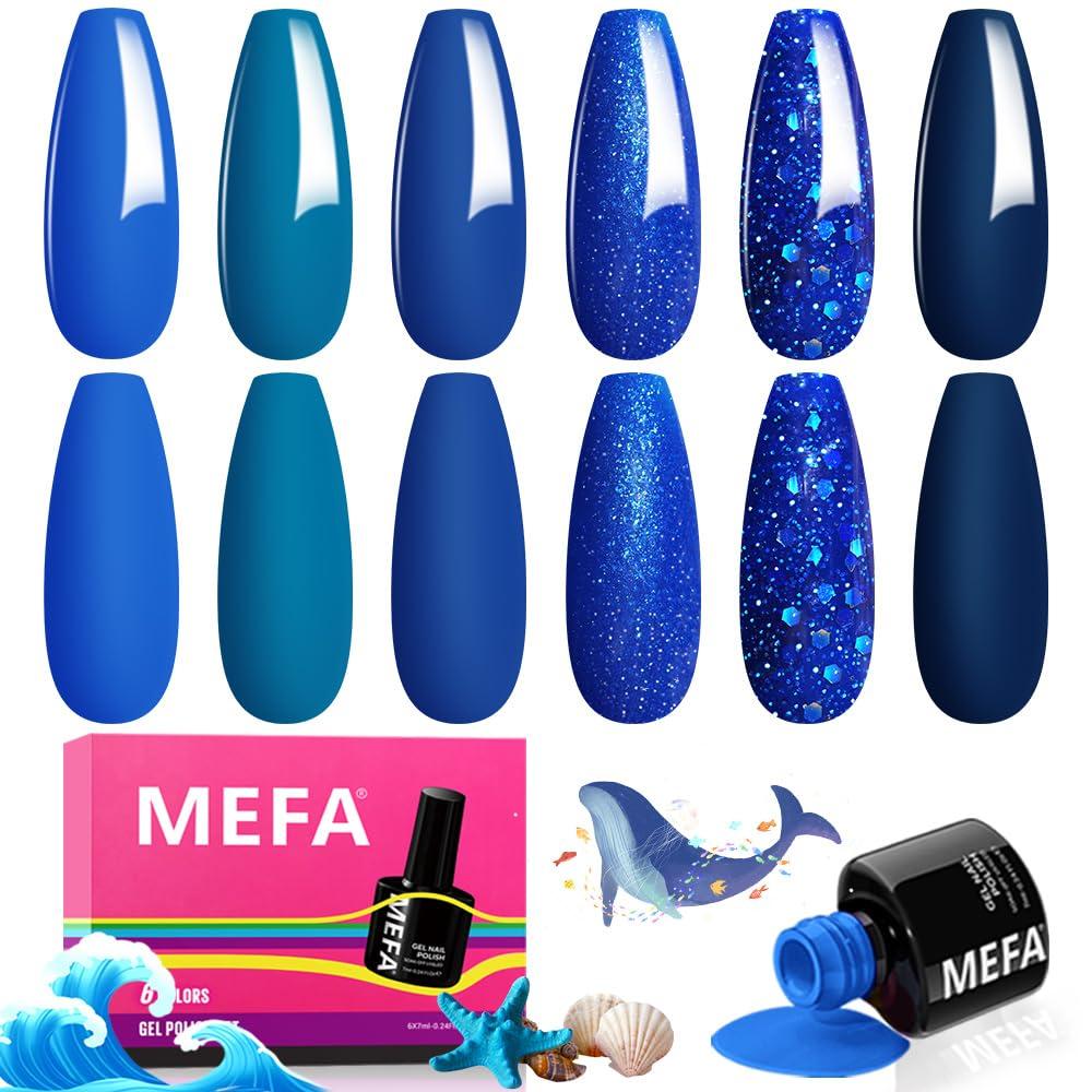 MEFA Blue Gel vs. 6 Shades: Shimmer, Soak-Off, Tested-Holiday DIY Surprise