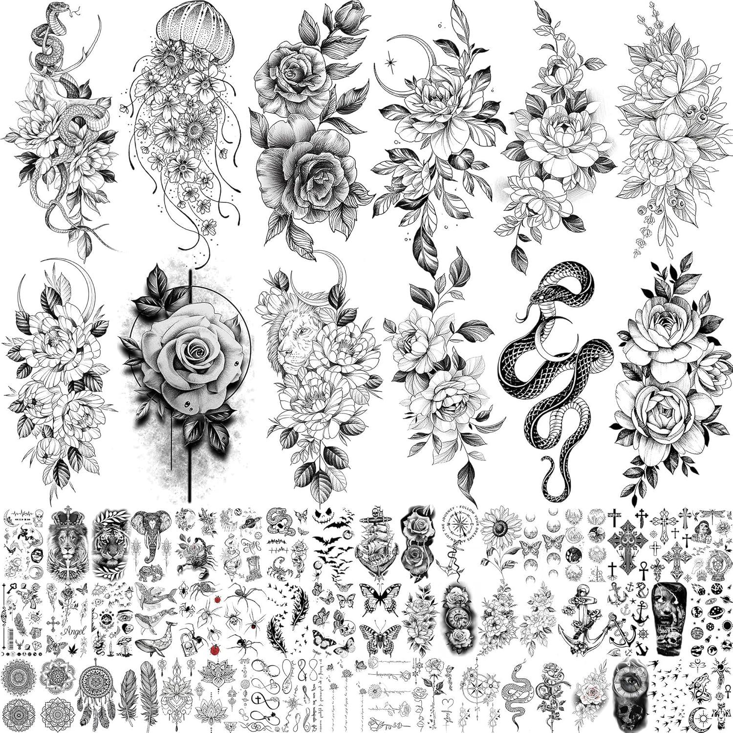 Compared: 64-Sheet Flowers, Jellyfish Art, 3D Realism in Temp Tattoos for Seasonal Trends