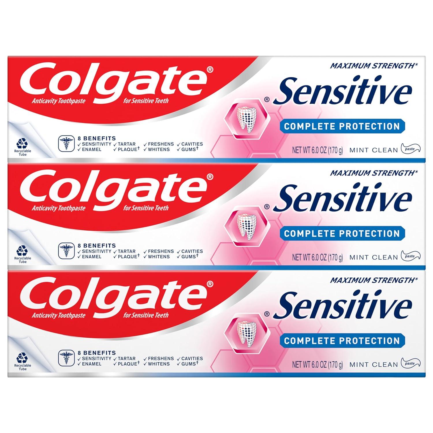 Colgate Sensitive Toothpaste Showdown: Complete Protection, Mint Flavor, Pack of 3 Tested for Surprising Value