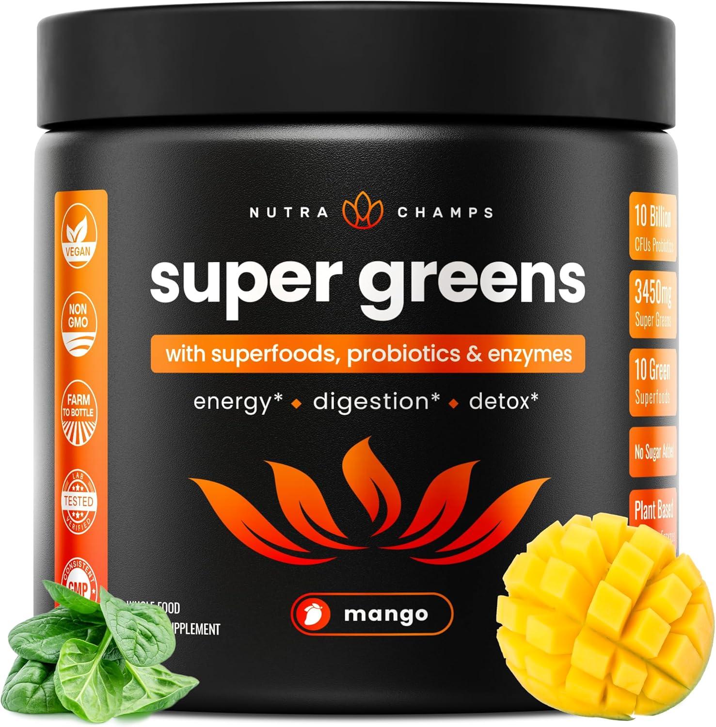 Superfood Powder Tested: NutraChamps' 20+ Greens & Mango Flavor Boosts Digestive Enzymes