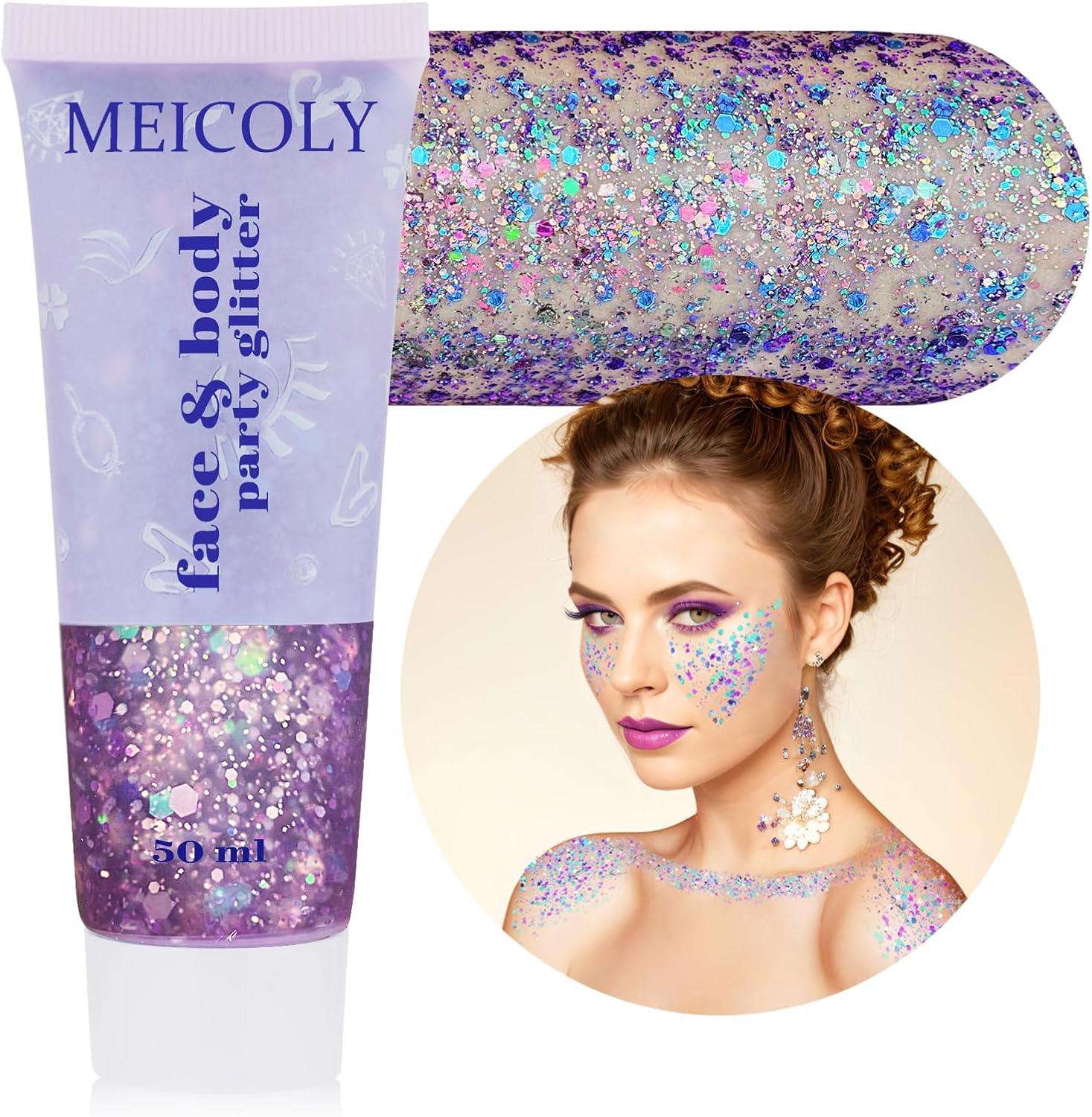 Chameleon Purple Glitter, Chunky Paint, & Mermaid Color-Change... Festival Makeup Tested for Mardi Gras Vibes